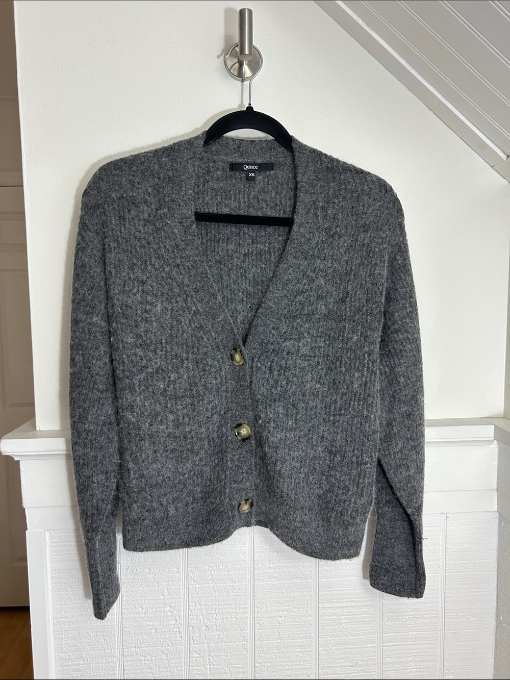 Quince Gray Button Up Alpaca Wool Blend Cardigan Sweater size XS